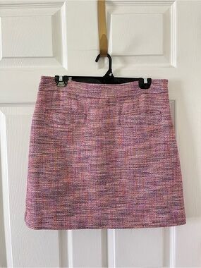 LOFT Pink Tweed Mini Skirt with Subtle Multicolor Weave